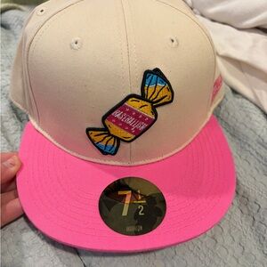 Pink and Cream Candy Embroidered Kids Hat
